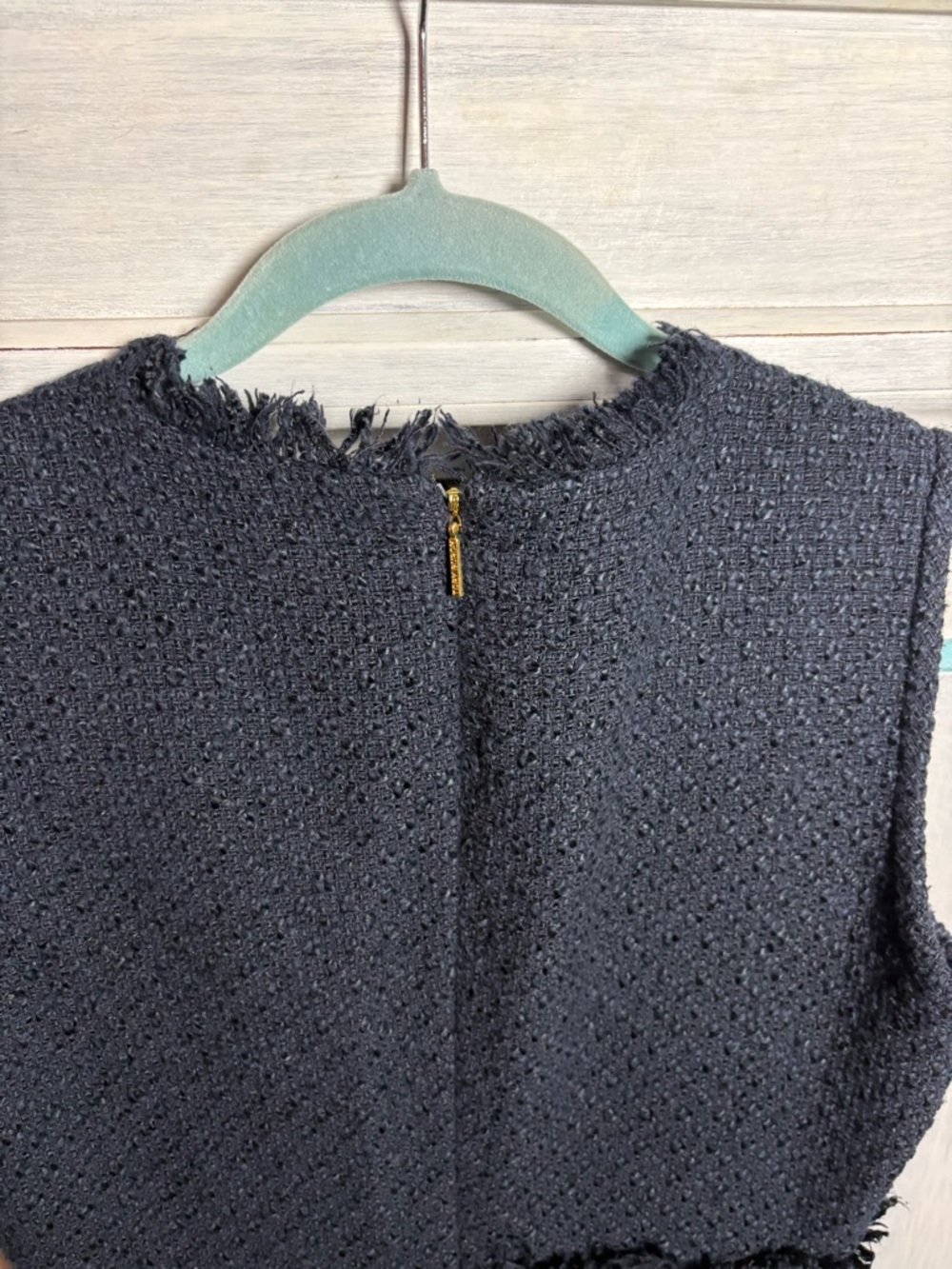 Tory Burch Navy Tweed Natalie Sheath Dress Preppy Resortwear Quiet Luxury - Picture 8 of 9